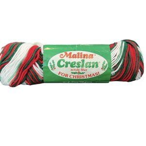 Vintage Malina Creslan Acrylic Worsted 4 ply Yarn #806 Christmas Ombre Red Green